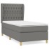 Cama box spring con colchón tela gris oscuro 100x200