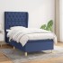 Cama box spring con colchón tela azul 80x200