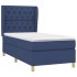 Cama box spring con colchón tela azul 80x200