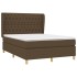 Cama box spring con colchón tela marrón oscuro 140x200