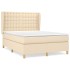 Cama box spring con colchón tela color crema 140x200