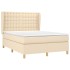 Cama box spring con colchón tela color crema 140x200