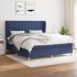 Cama box spring con colchón tela azul 160x200
