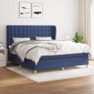 Cama box spring con colchón tela azul 160x200 cm