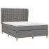 Cama box spring con colchón tela gris oscuro 140x190
