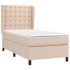 Cama box spring con colchón cuero sintético capuchino 80x200