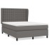 Cama box spring con colchón cuero sintético gris 140x200