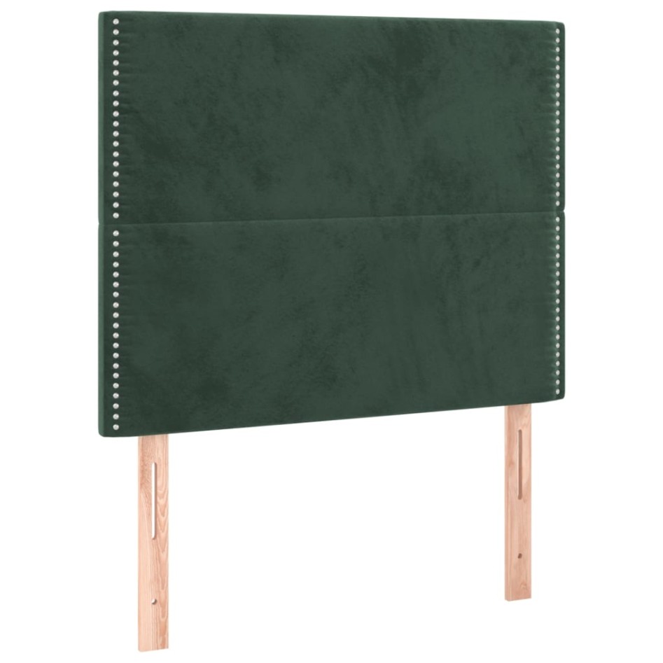 Cama box spring con colchón terciopelo verde oscuro 90x200