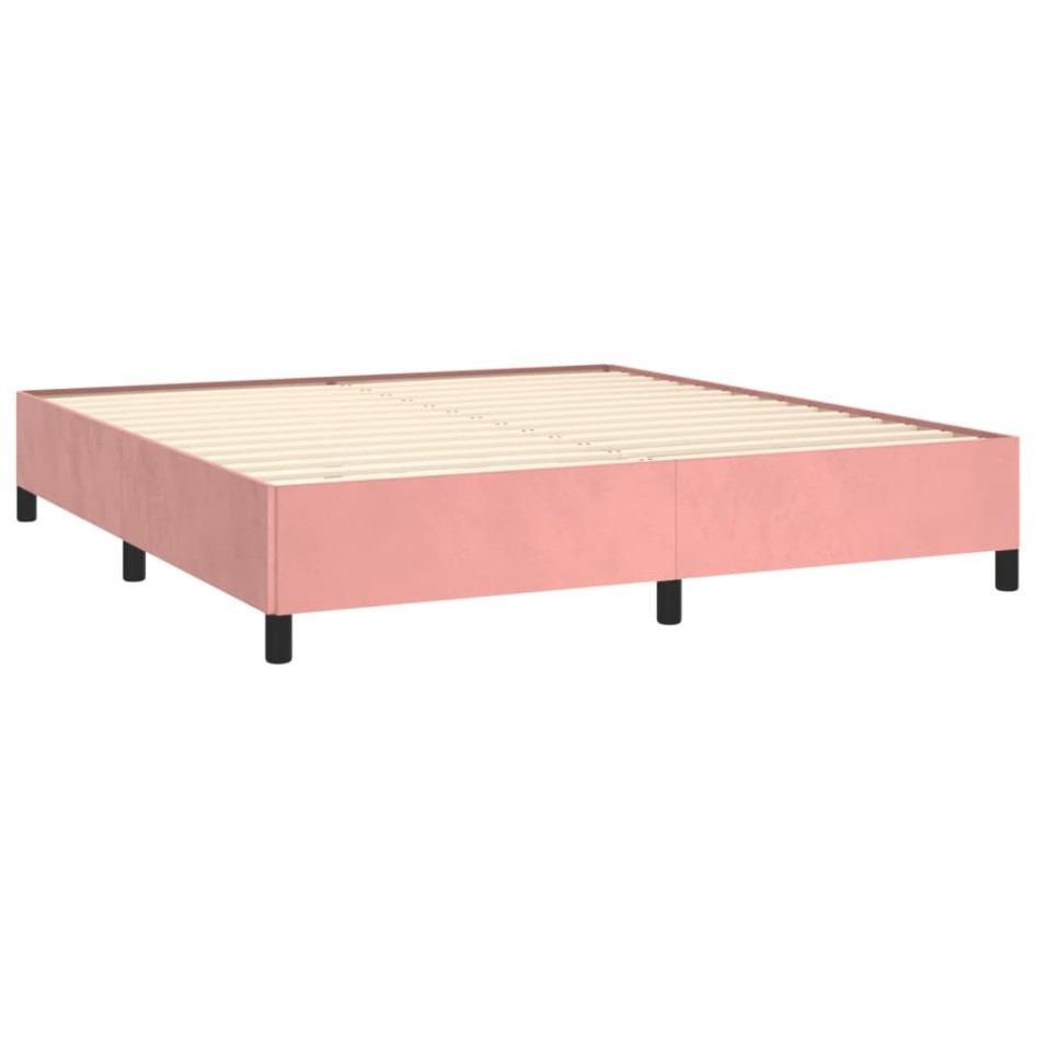 Cama box spring con colchón terciopelo rosa 180x200