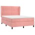 Cama box spring con colchón terciopelo rosa 140x200