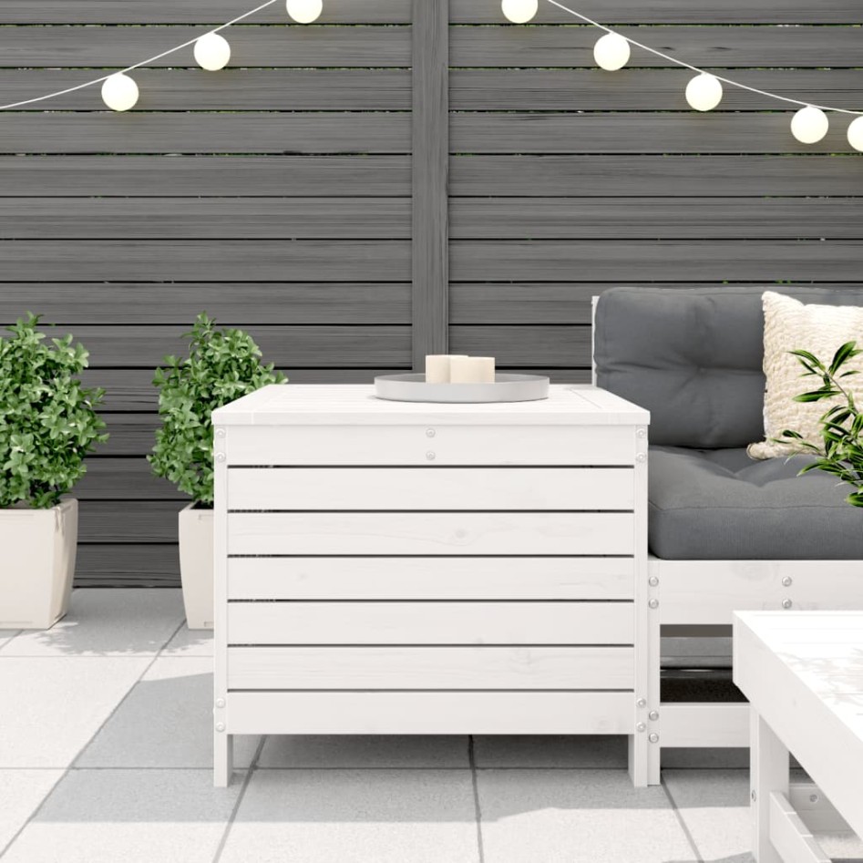 Taburete de jardín madera maciza de pino blanco 62x63,5x53,5