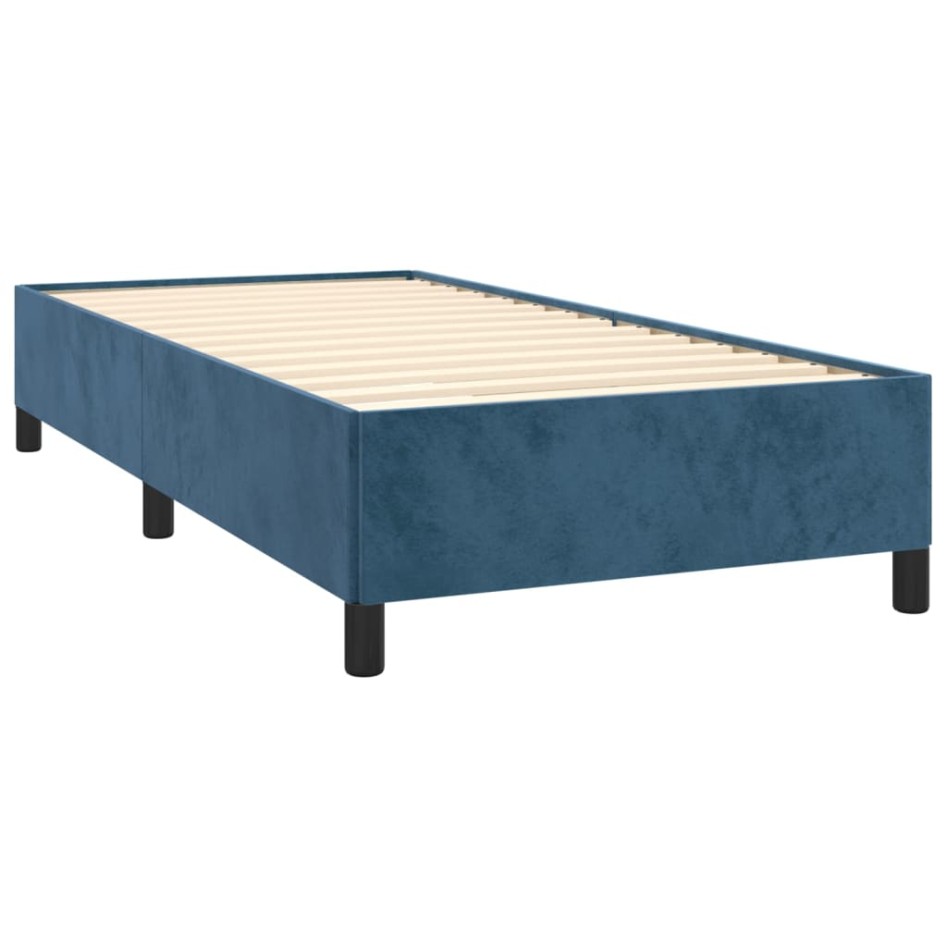 Cama box spring con colchón terciopelo azul oscuro 90x200