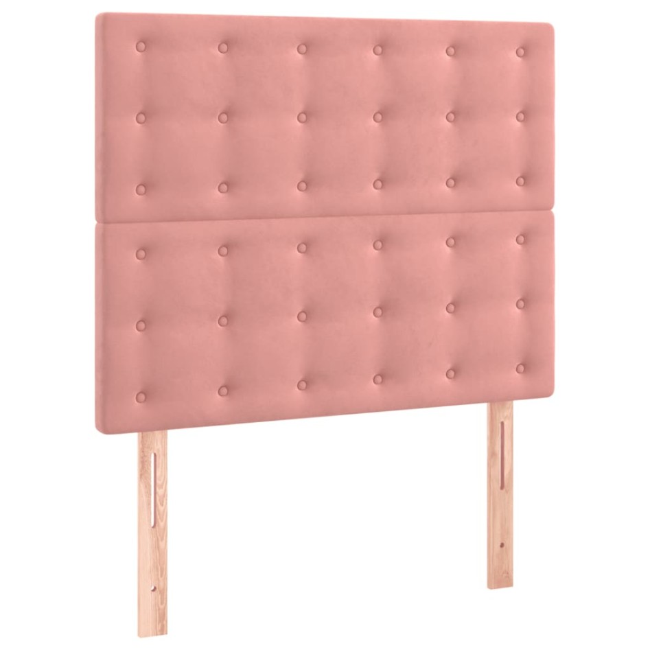 Cama box spring con colchón terciopelo rosa 100x200