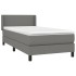 Cama box spring con colchón tela gris oscuro 100x200