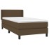 Cama box spring con colchón tela marrón oscuro 90x200
