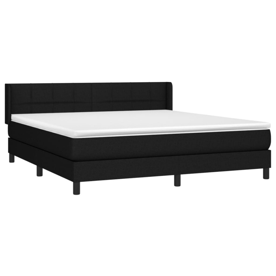 Cama box spring con colchón tela negro 180x200