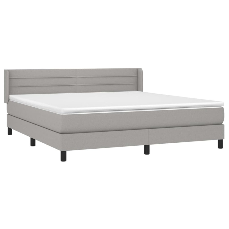 Cama box spring con colchón tela gris claro 180x200