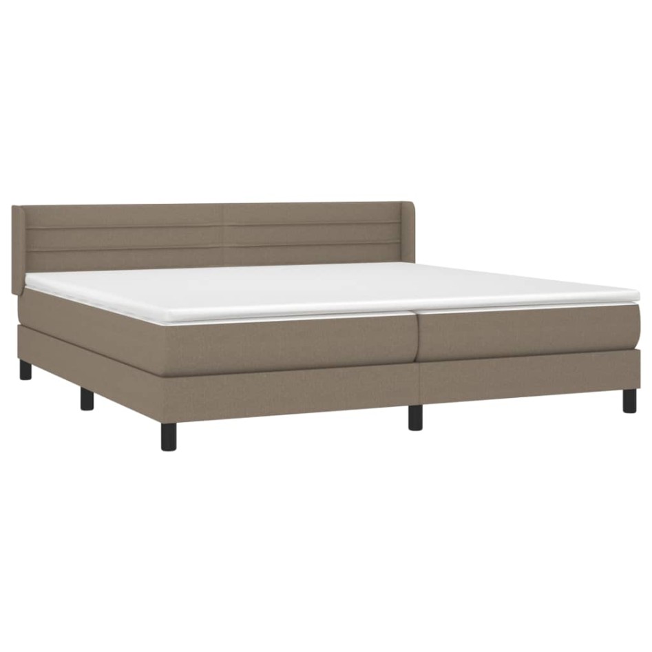 Cama box spring con colchón tela gris taupe 200x200