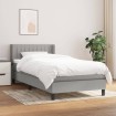 Cama box spring con colchón tela gris claro 100x200 cm