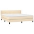 Cama box spring con colchón tela color crema 180x200
