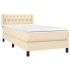 Cama box spring con colchón tela color crema 90x190