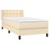 Cama box spring con colchón tela color crema 90x190