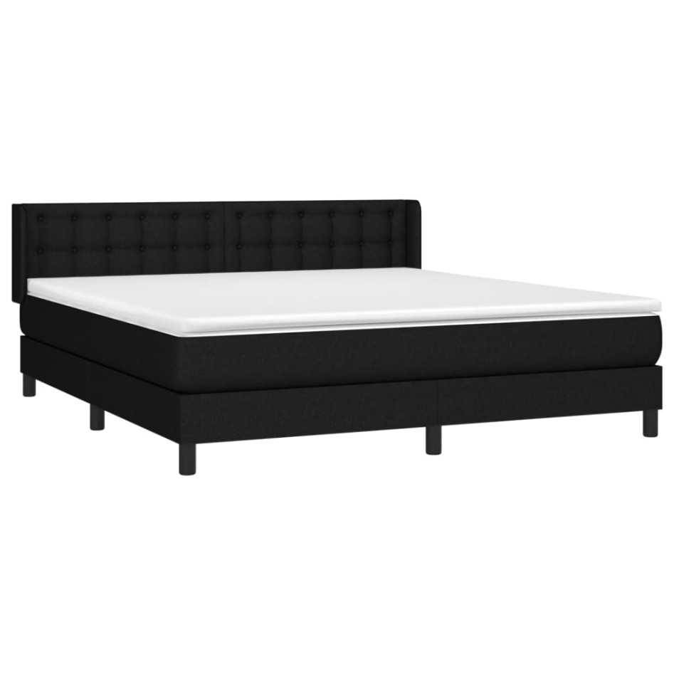 Cama box spring con colchón tela negro 160x200
