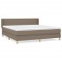 Cama box spring con colchón tela gris taupe 160x200