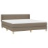 Cama box spring con colchón tela gris taupe 160x200
