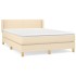 Cama box spring con colchón tela color crema 140x190