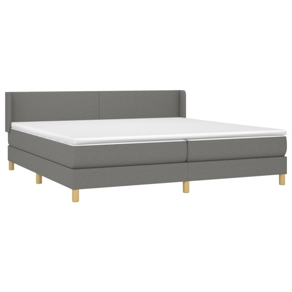 Cama box spring con colchón tela gris oscuro 200x200
