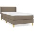 Cama box spring con colchón tela gris taupe 100x200