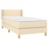 Cama box spring con colchón tela color crema 80x200