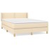 Cama box spring con colchón tela color crema 140x190