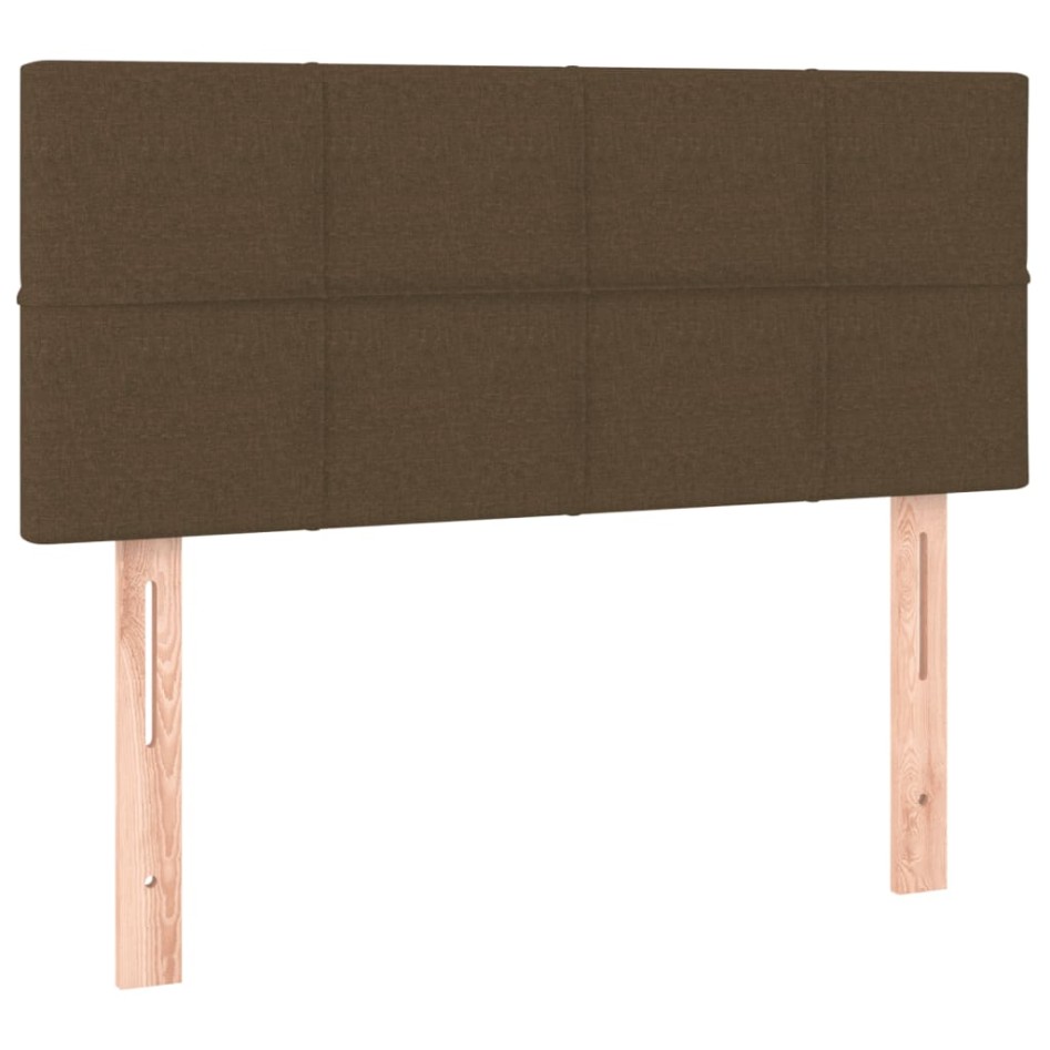 Cama box spring con colchón tela marrón oscuro 80x200