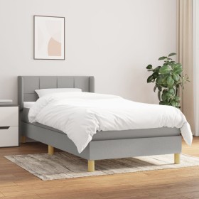 Cama box spring con colchón tela gris claro 100x200