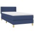 Cama box spring con colchón tela azul 80x200