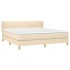 Cama box spring con colchón tela color crema 180x200