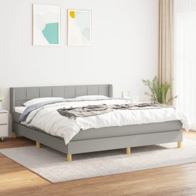 Cama box spring con colchón tela gris claro 180x200
