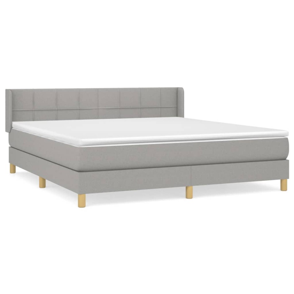 Cama box spring con colchón tela gris claro 180x200