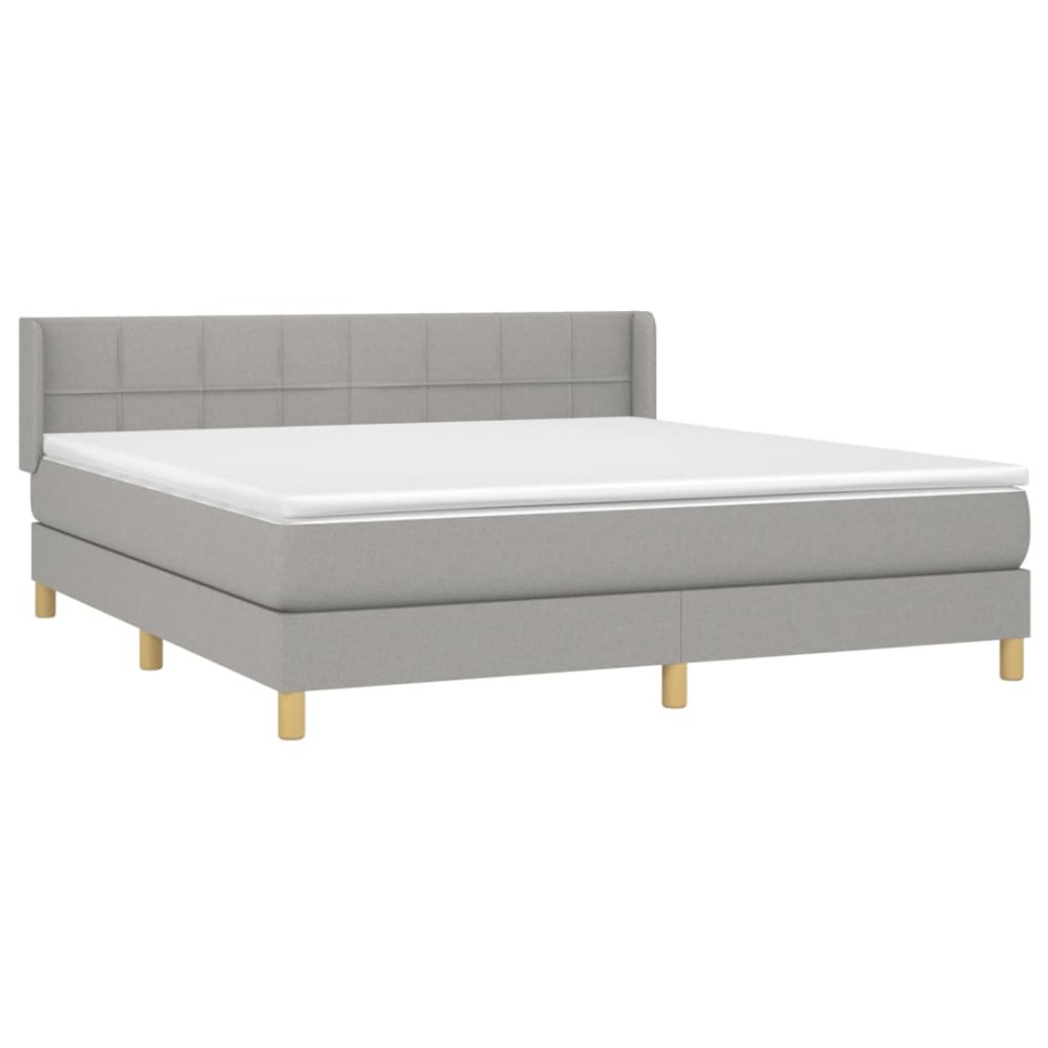 Cama box spring con colchón tela gris claro 180x200