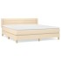 Cama box spring con colchón tela color crema 160x200