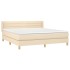 Cama box spring con colchón tela color crema 160x200