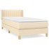 Cama box spring con colchón tela color crema 90x190