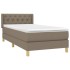 Cama box spring con colchón tela gris taupe 80x200