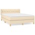 Cama box spring con colchón tela color crema 140x190