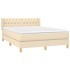 Cama box spring con colchón tela color crema 140x190