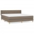 Cama box spring con colchón tela gris taupe 160x200