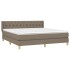 Cama box spring con colchón tela gris taupe 160x200