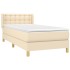 Cama box spring con colchón tela color crema 80x200